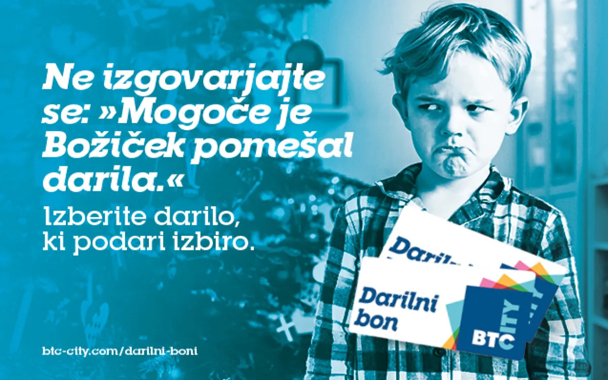 Darilni boni BTC City do vašega doma brezplačno