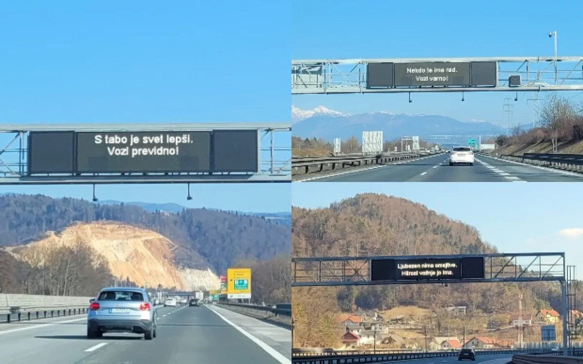 Kako DARS z ljubkimi zapisi opozarja na prehitro vožnjo 