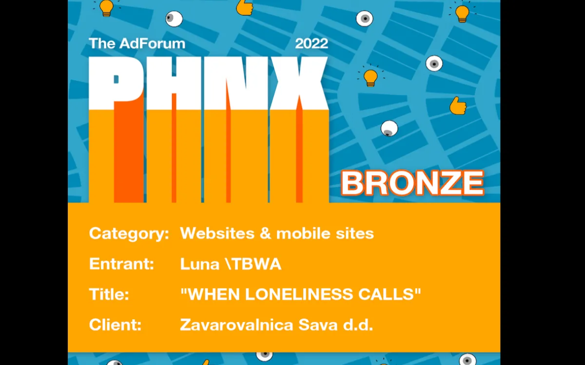 Nagrada AdForum PHNX Awards 2022 v roke Luni \TBWA in Zavarovalnici Sava