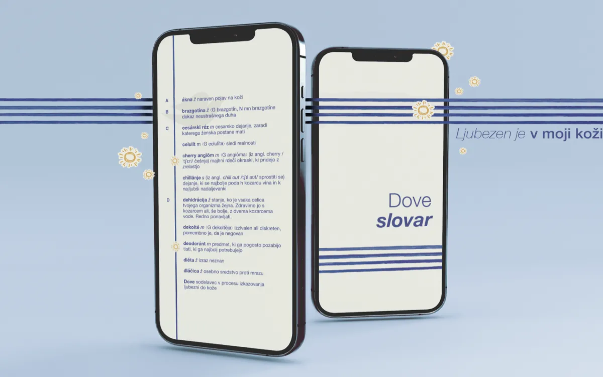 Dove s slovarčkom, ki slavi kožo