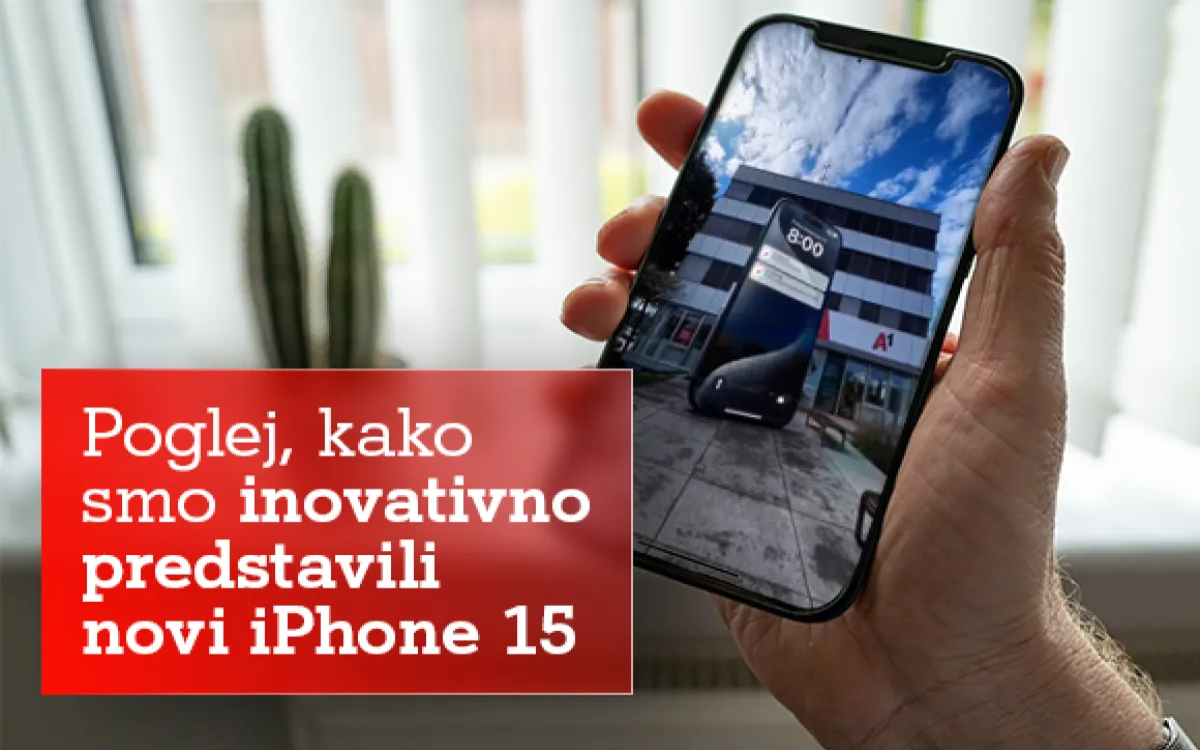 Dron v Ljubljani dostavil velikanski iPhone 15 