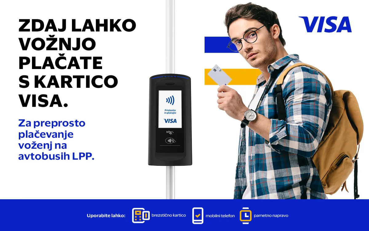 Plačevanje voženj LPP odslej tudi s kartico Visa