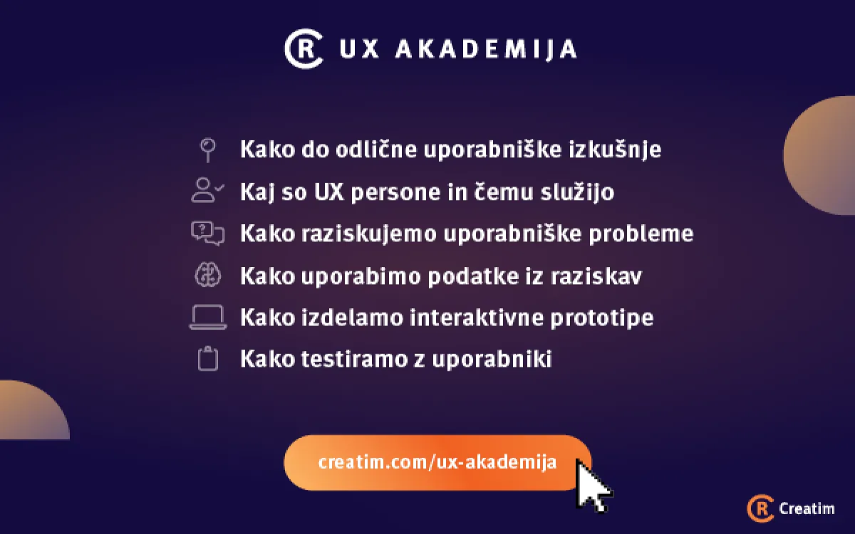 Creatim vabi na tečaj »Uvod v načrtovanje uporabniške izkušnje«