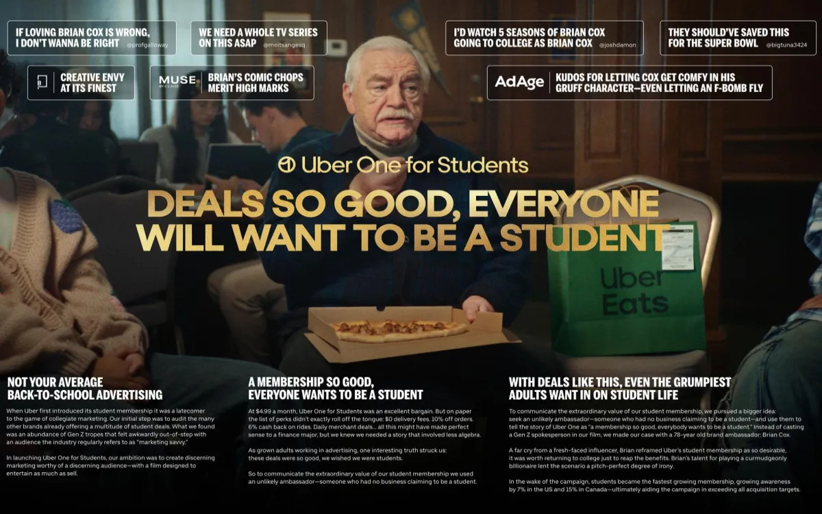 Oglas Uber One z Brianom Coxom osvojil emmyja za najboljši oglas