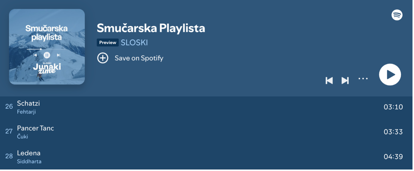smučarska playlista