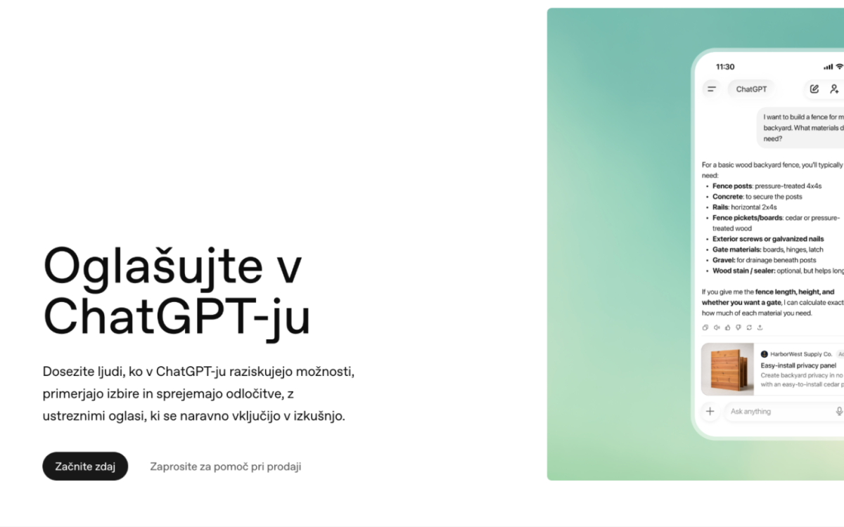 Se vam v »Chatu« že prikazujejo oglasi?